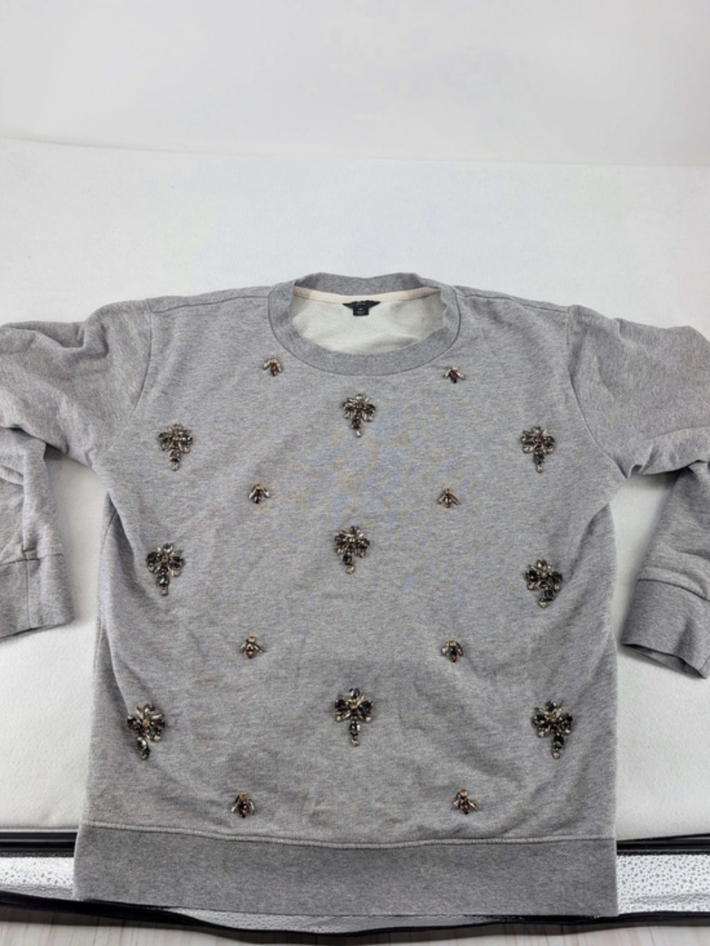 J.Crew Embellished Chandelier Sweatshirt Gray Medium